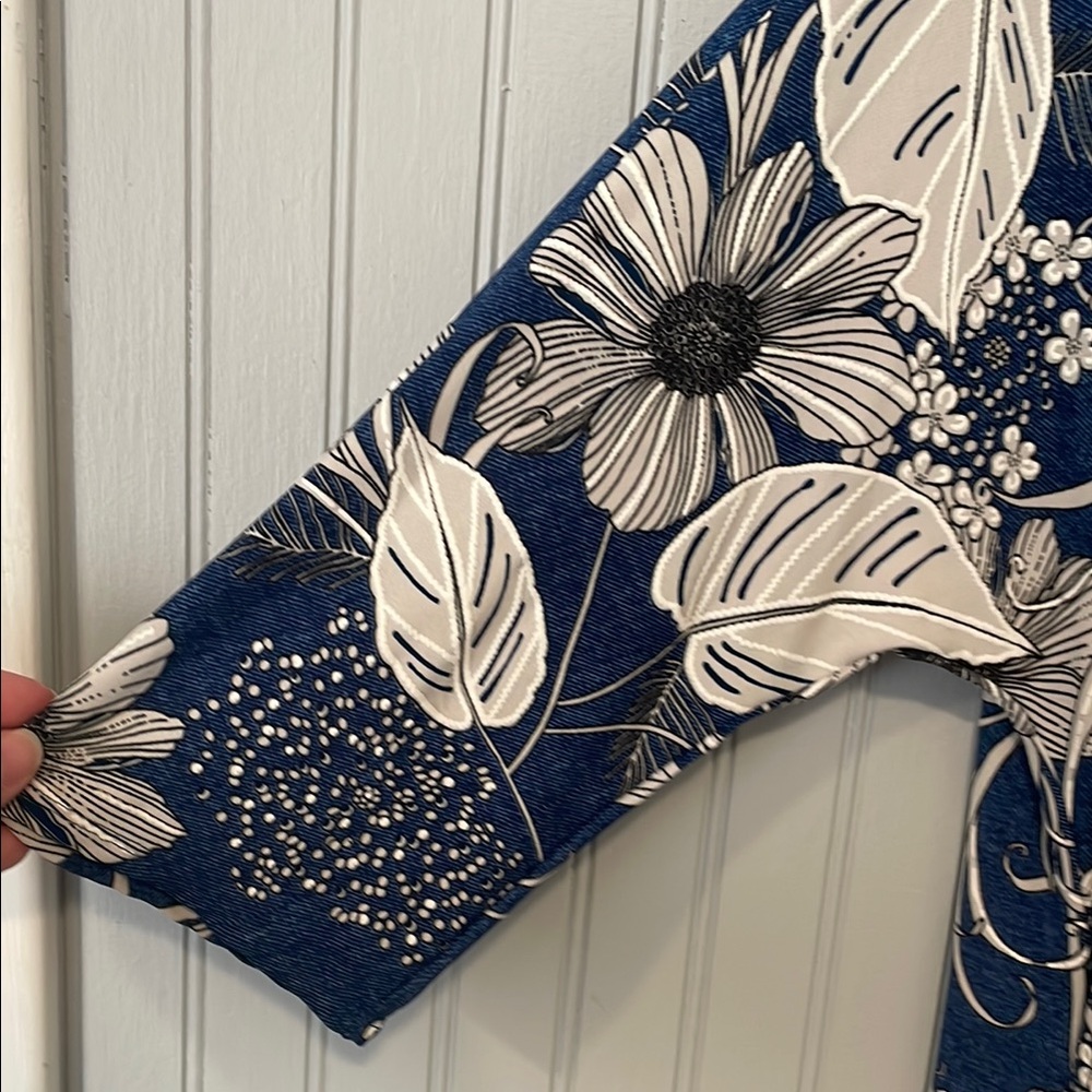 Robbie Bee Blue and White Floral Dress | Size Large - Picture 3 of 11
